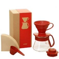 Komplektas Hario V60-01, raudonas 360ml