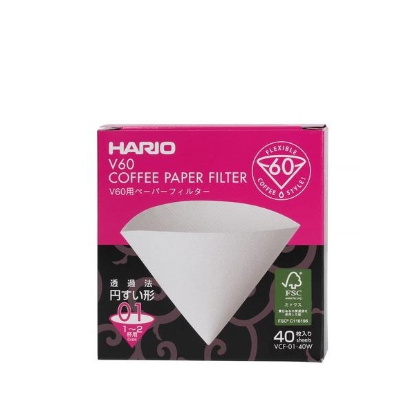 Popieriniai filtrai Hario V60-01 kavinukui, 40vnt.