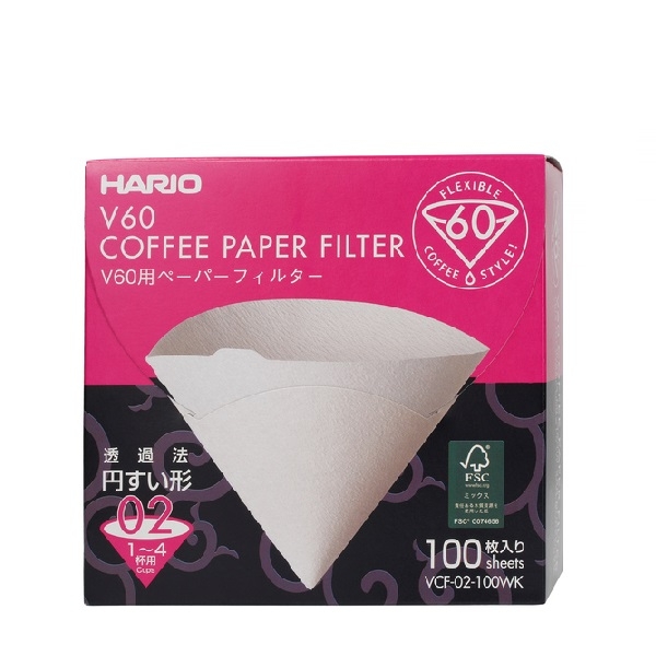 Popieriniai filtrai Hario V60-02, balti 100vnt.